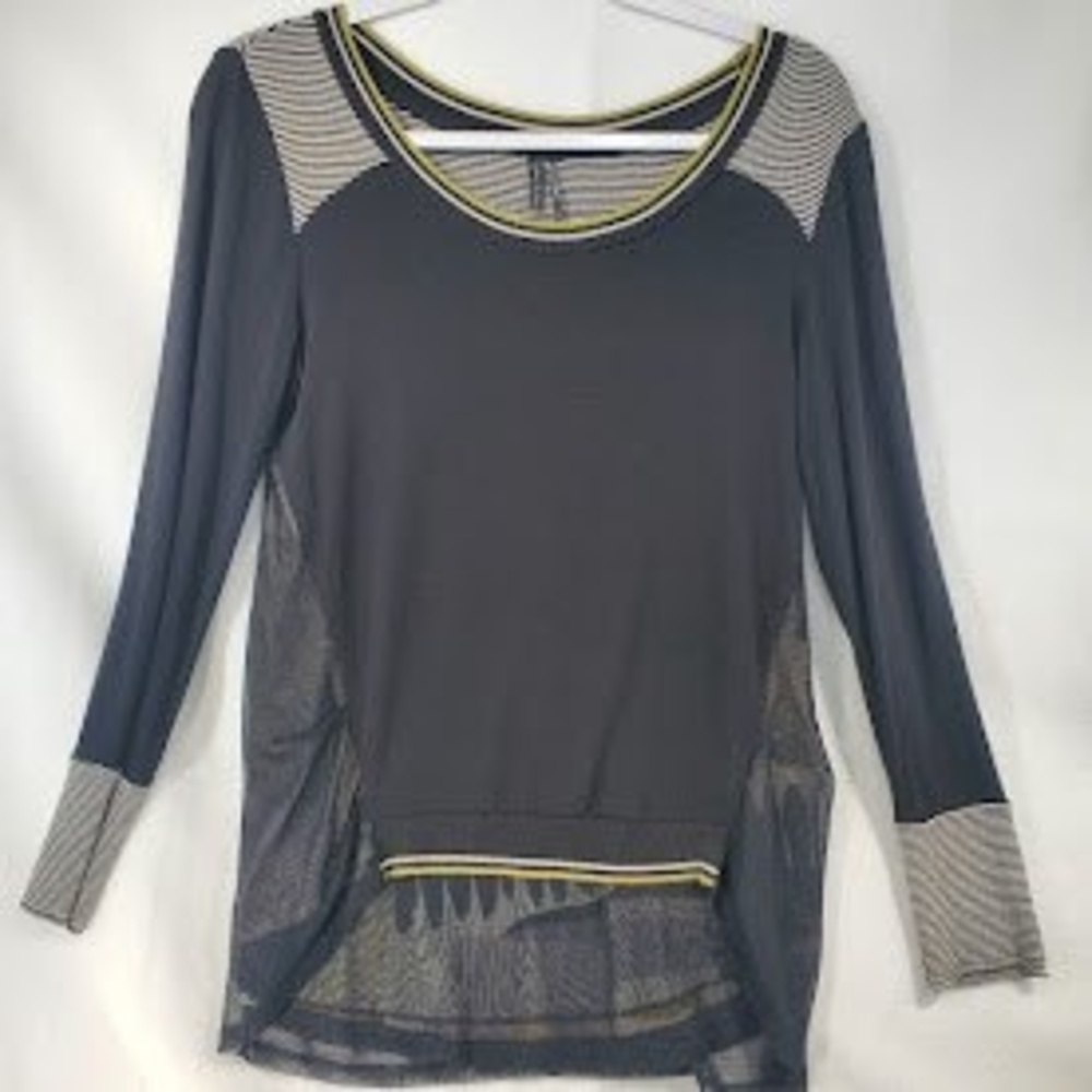 Stella Carakasi Long Sleeve Black Top with Sheer Geometric Back  XS